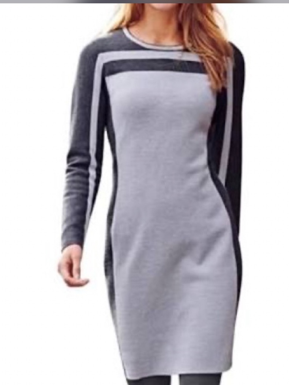 Athleta Women's Boreal Knit Stretch Color Block Wool Blend Sweater Dress Size M